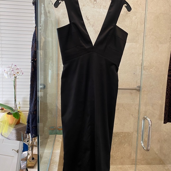 Just Cavalli Satin Low Plunge Bodycon Midi Dress - Picture 2 of 12